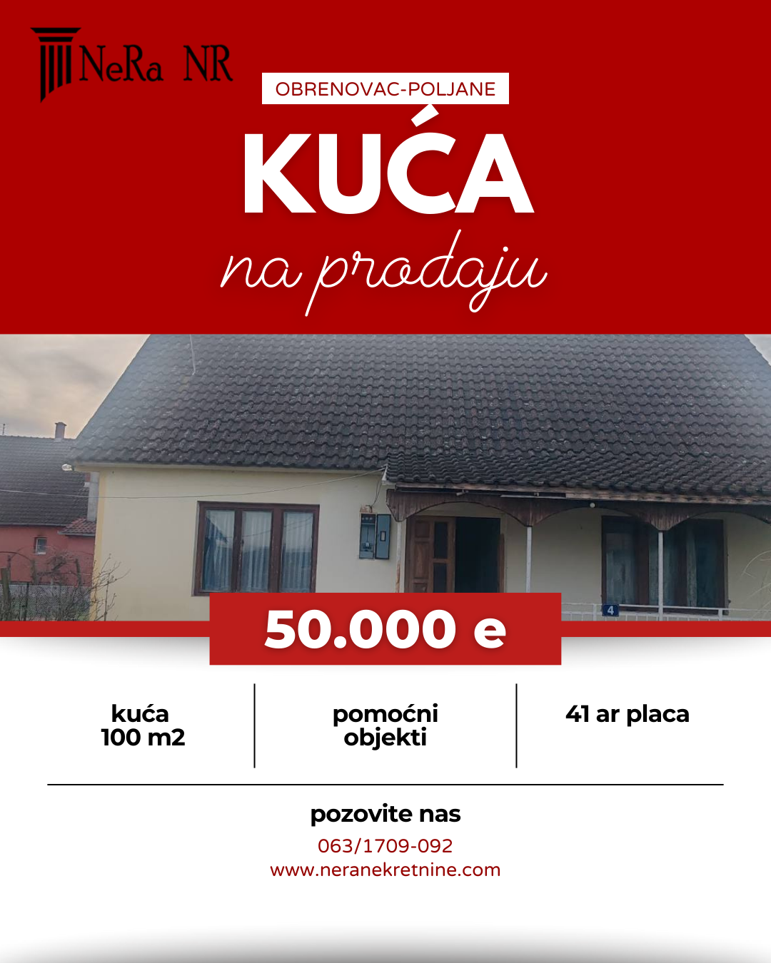 Red & White Minimalist House For Sale Instagram Post