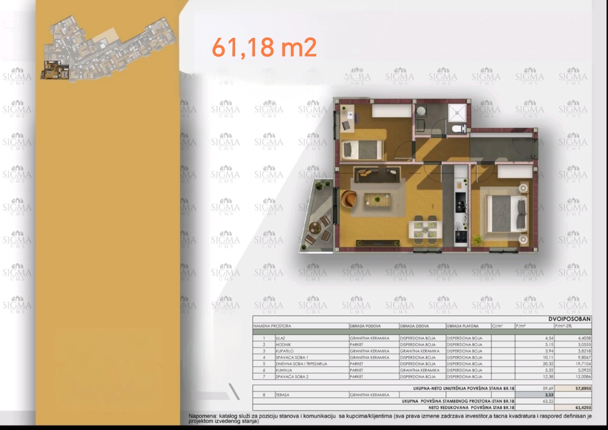 stan novogradnja 61,18 rvati